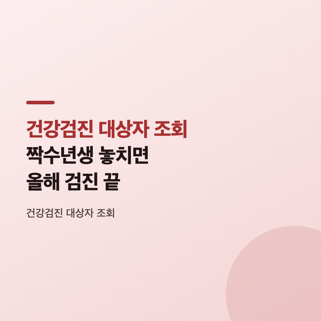 국민건강보험공단 홈페이지에서 건강검진 대상조회 메뉴를 확인하는 화면
