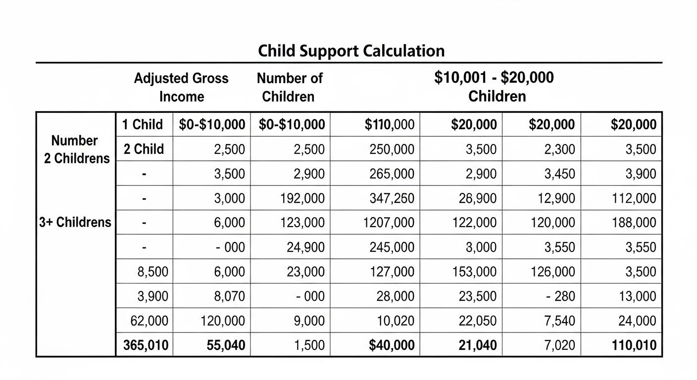 양육비 기준 산정표