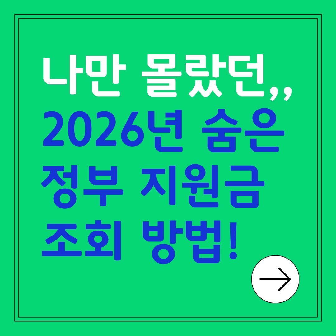 내가 몰랐던 2026년 숨은 정부 지원금 조회법