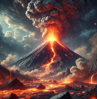 폭발하는 화산의 모습