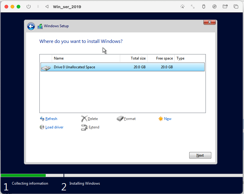 드라이브 선택하여 설치진행