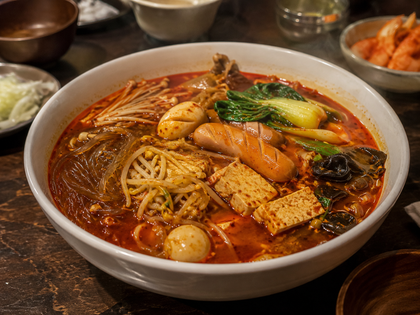 마라탕 국물과 재료 구성이 야식 부담을 높이는 모습을 보여주는 이미지