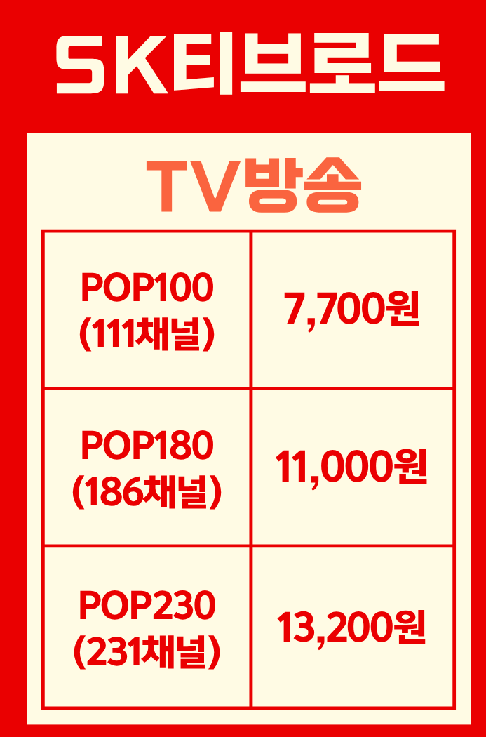 한빛 기남 수원 중부 SK유선방송 BTVPOP 인터넷알뜰요금제 알아보기