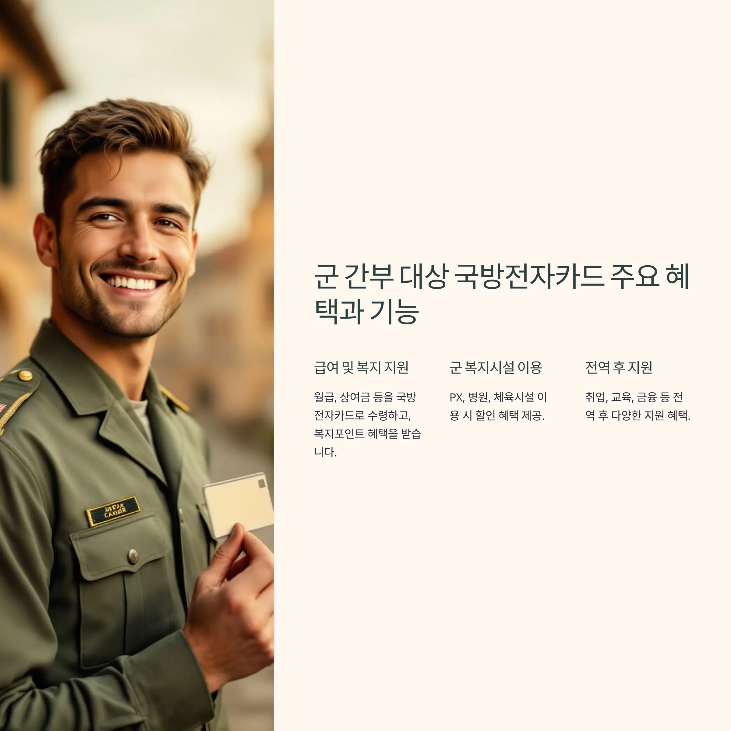 군 간부 대상 국방전자카드 주요 혜택과 기능