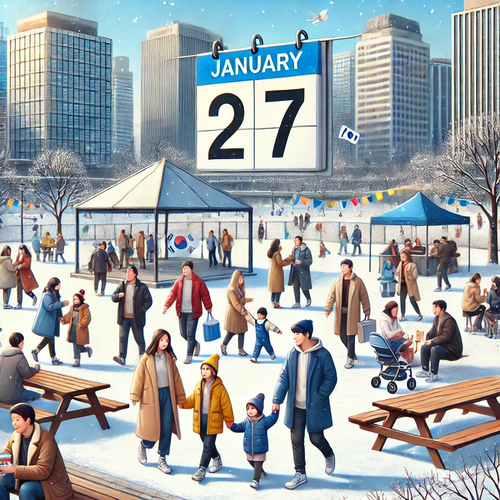 이 사진은 1월27일 임시공휴일로 지정되어 사람들이 연휴를 즐기는 모습의 사진입니다.