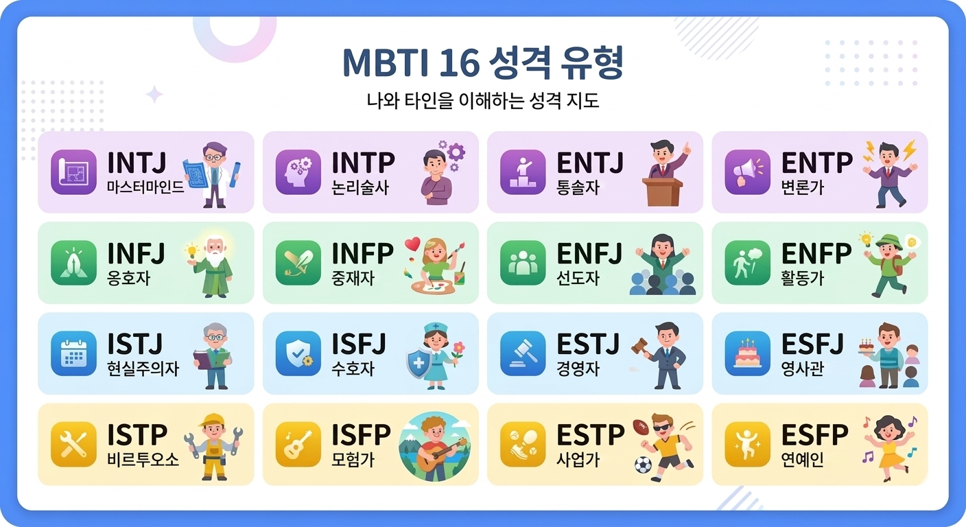 MBTI 16가지 성격 유형 무료 검사 결과 그래픽