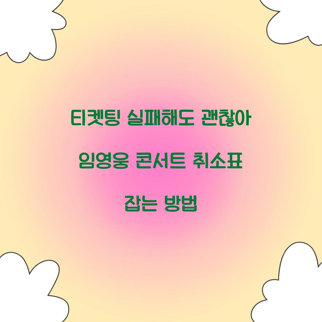 티켓팅 실패해도 괜찮아! 임영웅 콘서트 취소표 잡는 방법