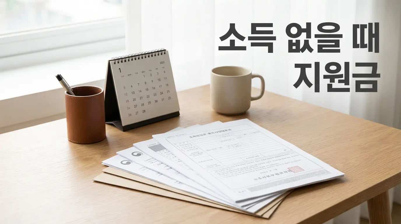 소득이 없을 때 확인해야 할 각종 지원금과 혜택을 설명하는 이미지