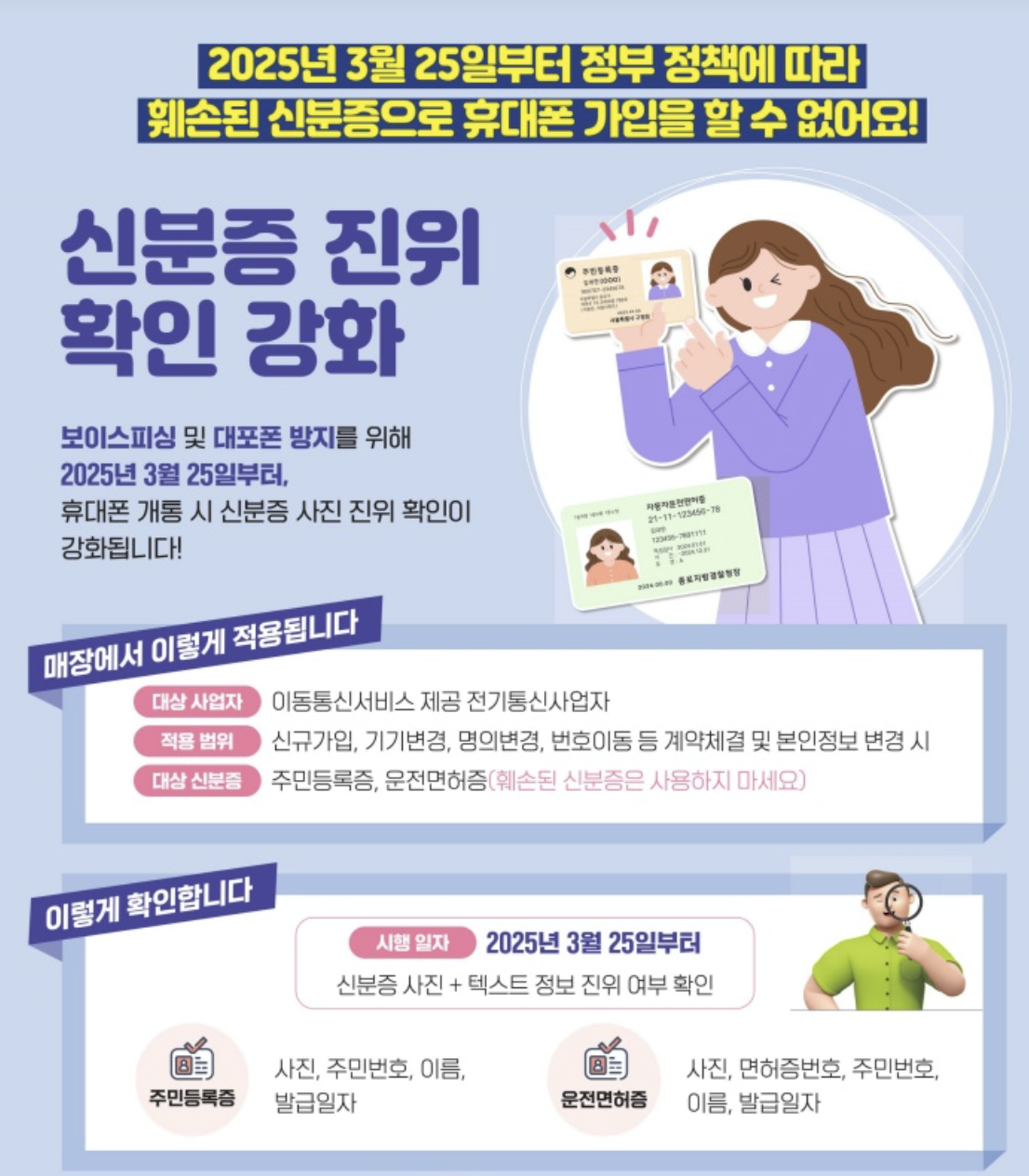 휴대 전화 개통시 신분증 '사진'도 확인한다