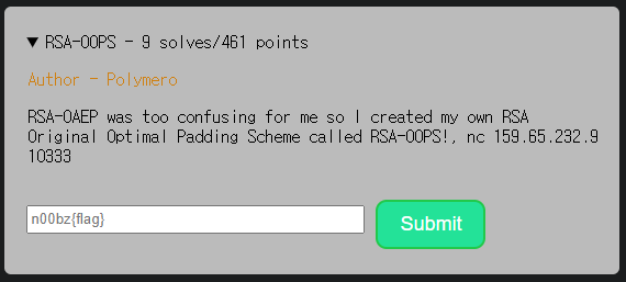 [n00bzCTF2022] RSA-OOPS