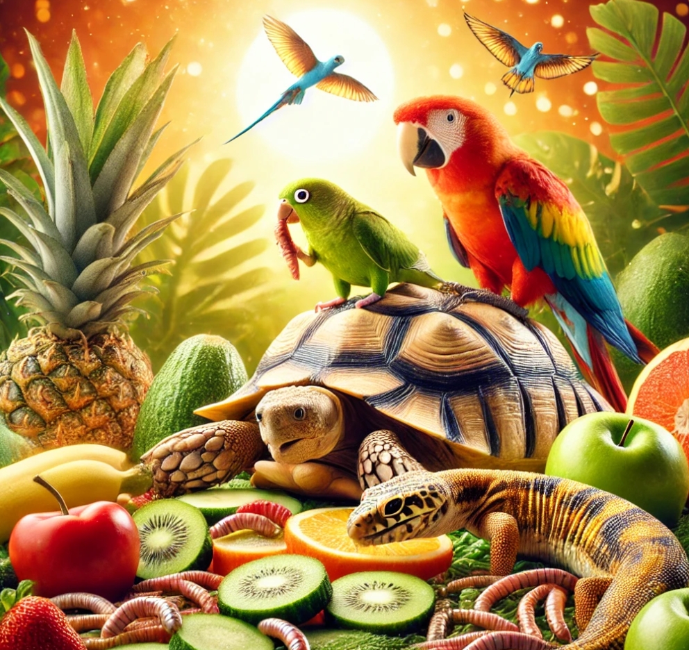 희귀 반려동물들이 먹이를 먹고 있는 모습