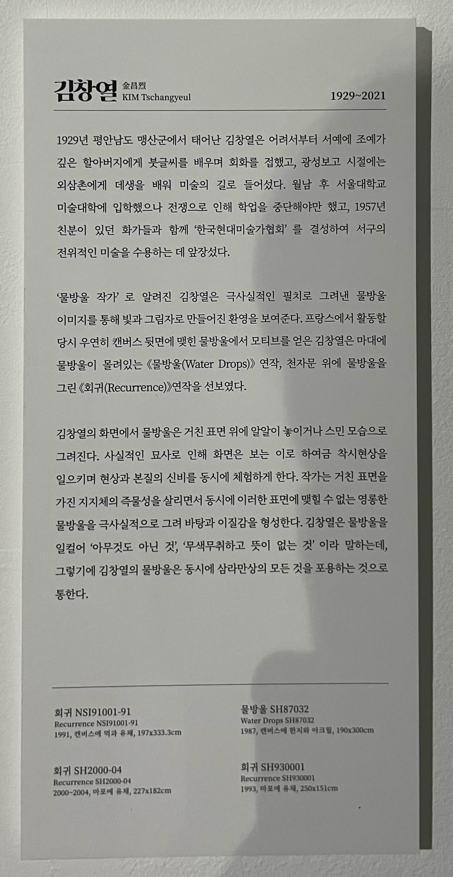 김창열 작품설명