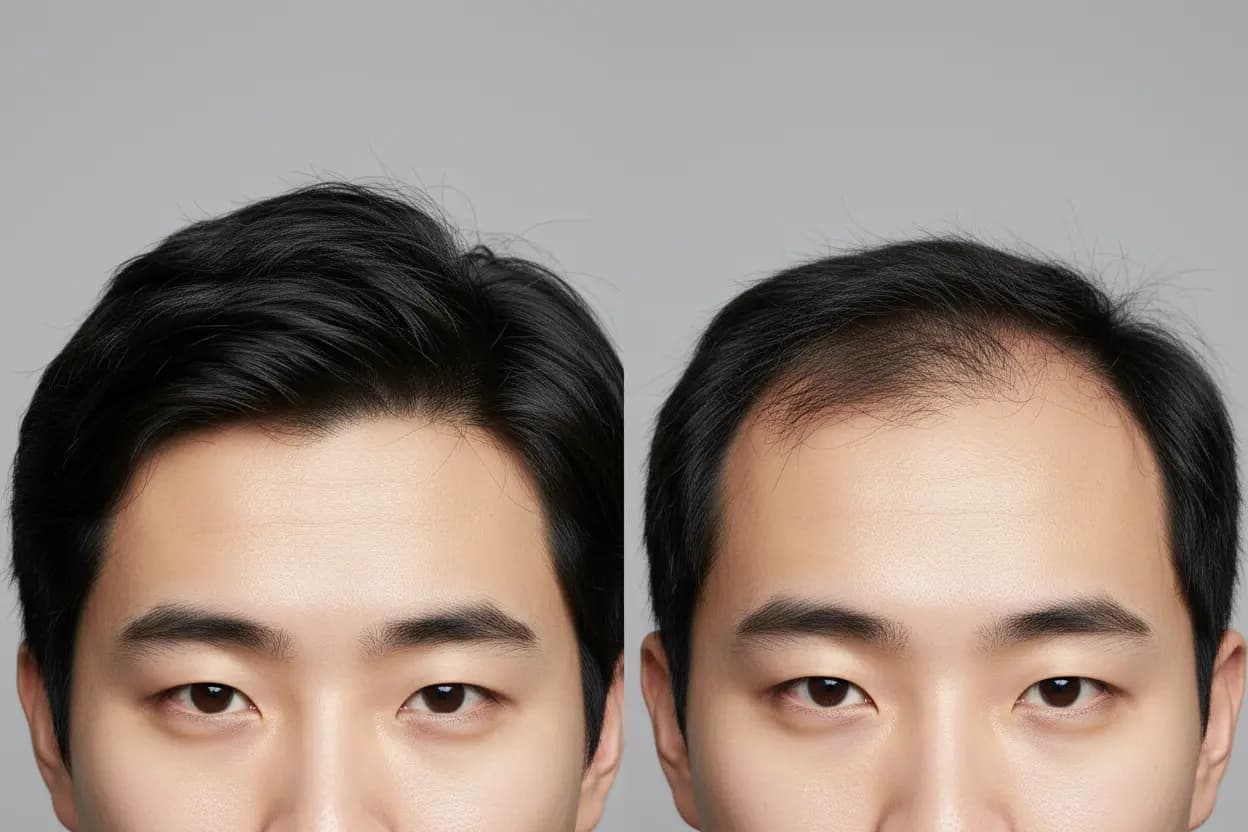 이마 라인 변화 탈모 초기 비교 이미지