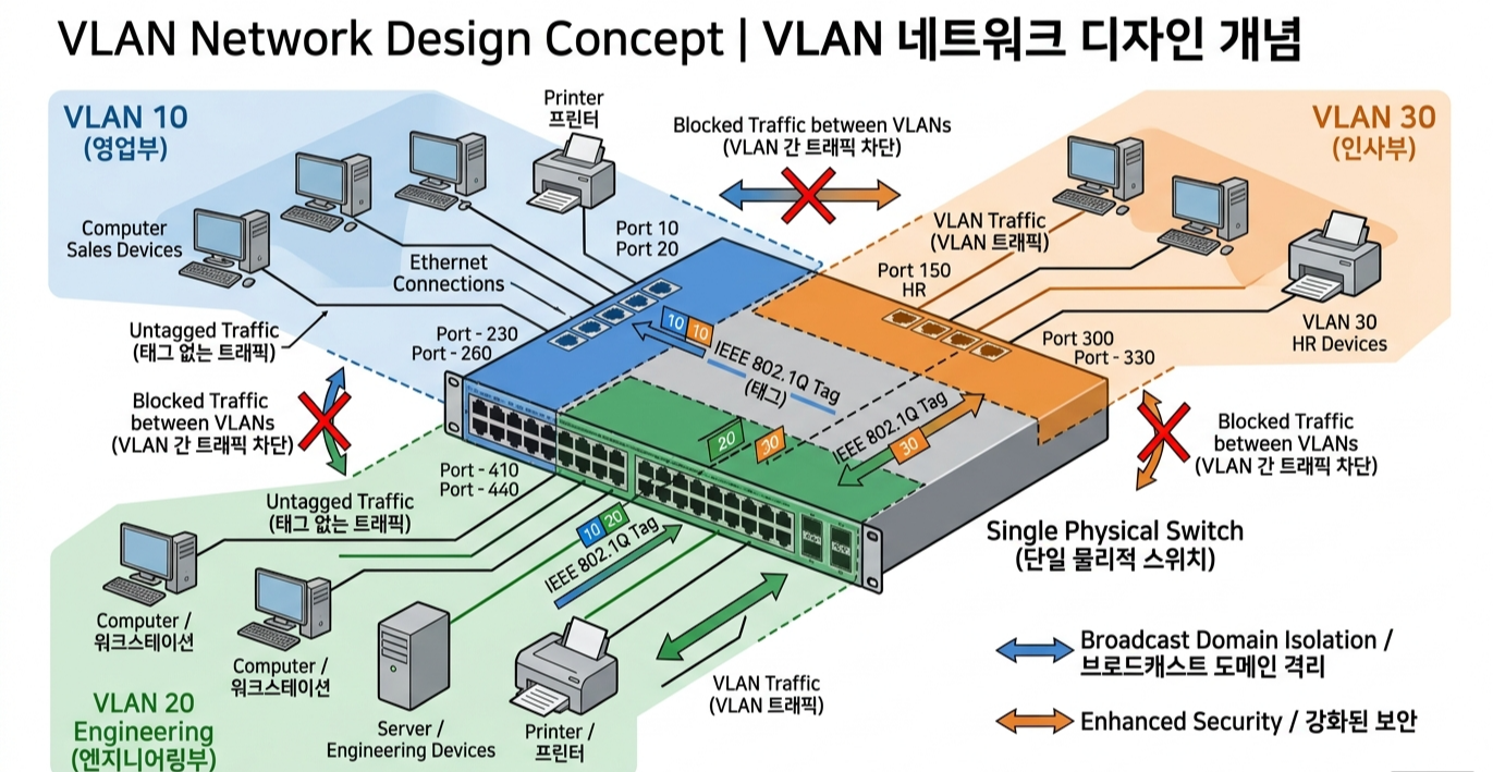 VLAN 설계 네트워크를 논리적으로 쪼개는 이유와 실무 사례