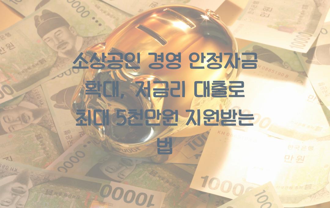 소상공인 경영 안정자금 확대, 업종별 최대 5천만원 저금리 대출 조건