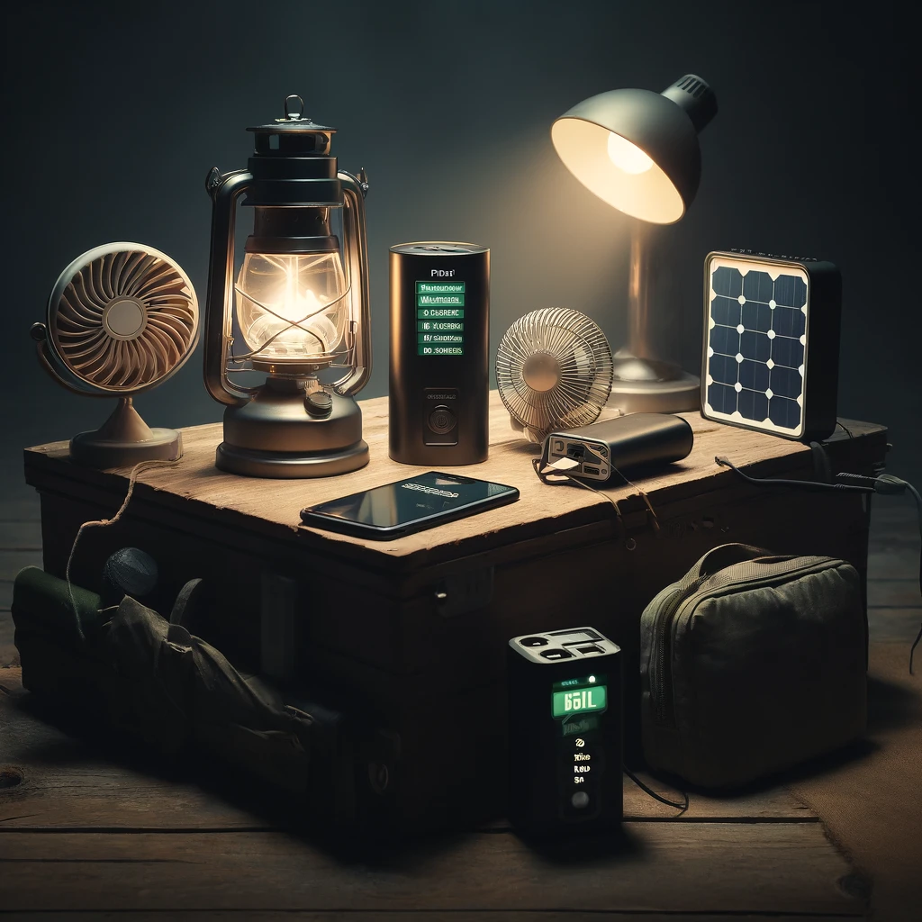 태양광 없이 보조배터리, USB 랜턴, 휴대용 선풍기, 라디오로 1박 생존하는 저전력 셋업
