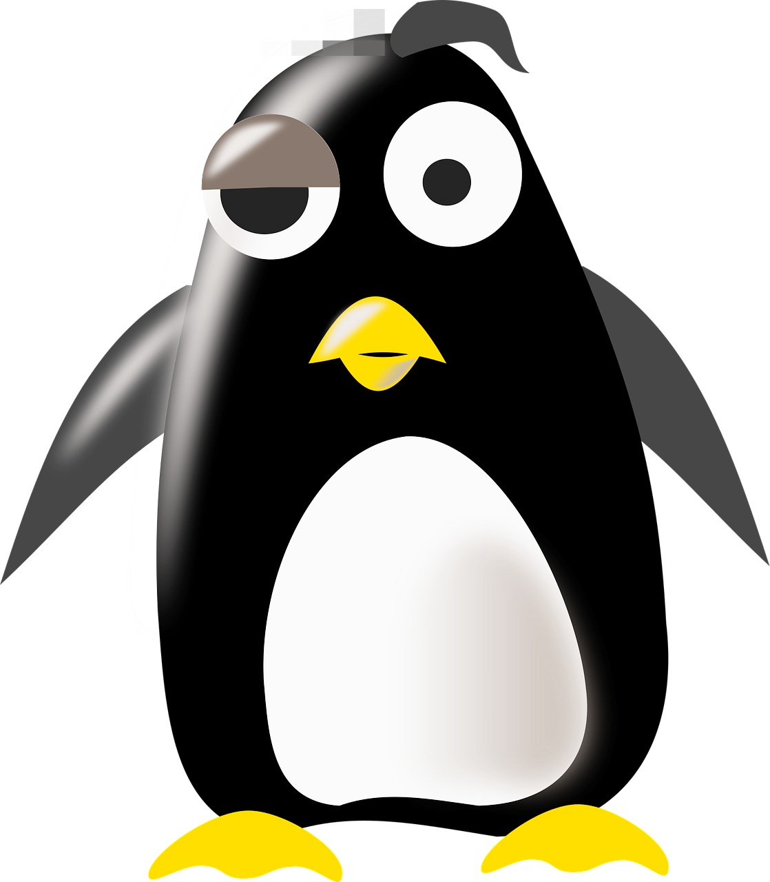 윙크하는-생각하는-노란입술-펭귄