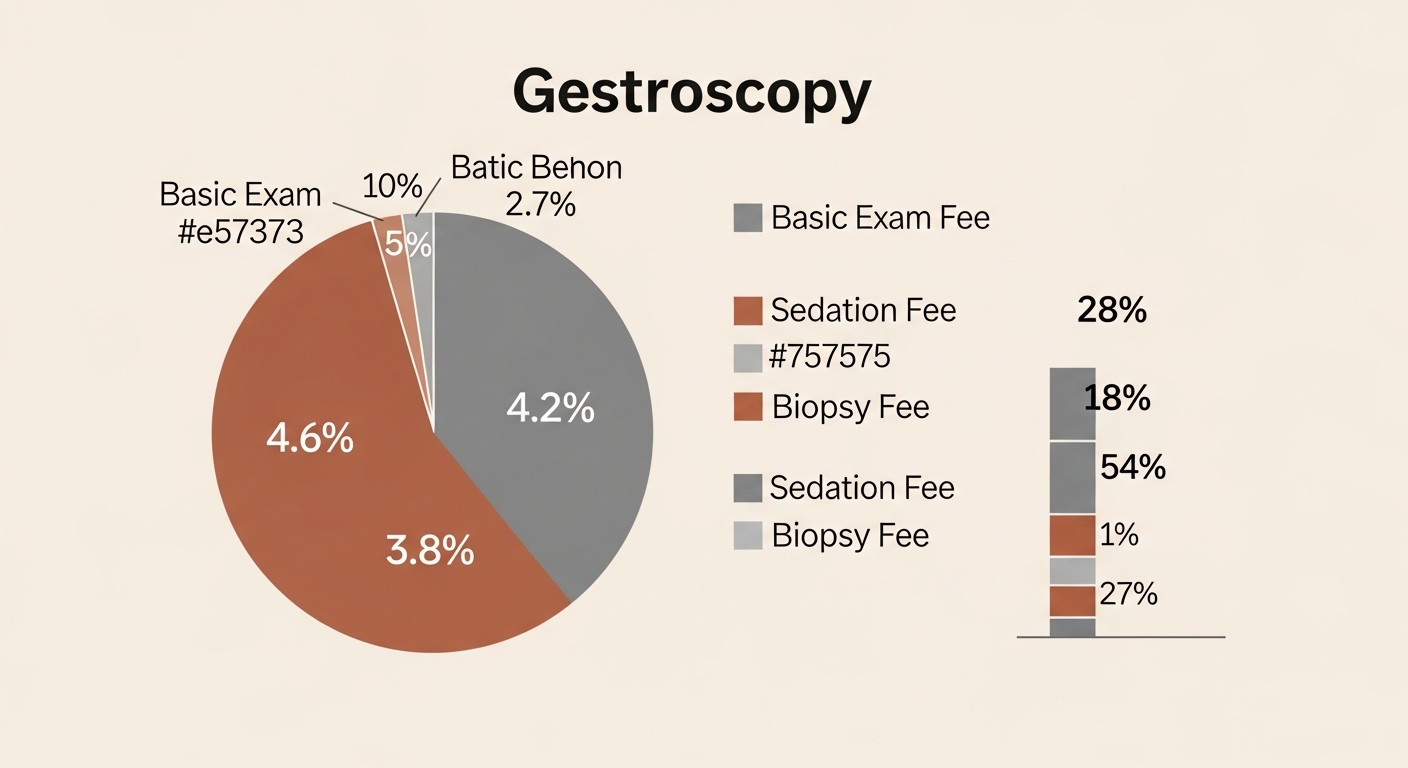 위내시경 검사비, 수면비, 조직검사비 등 비용 구성 요소를 보여주는 차트.