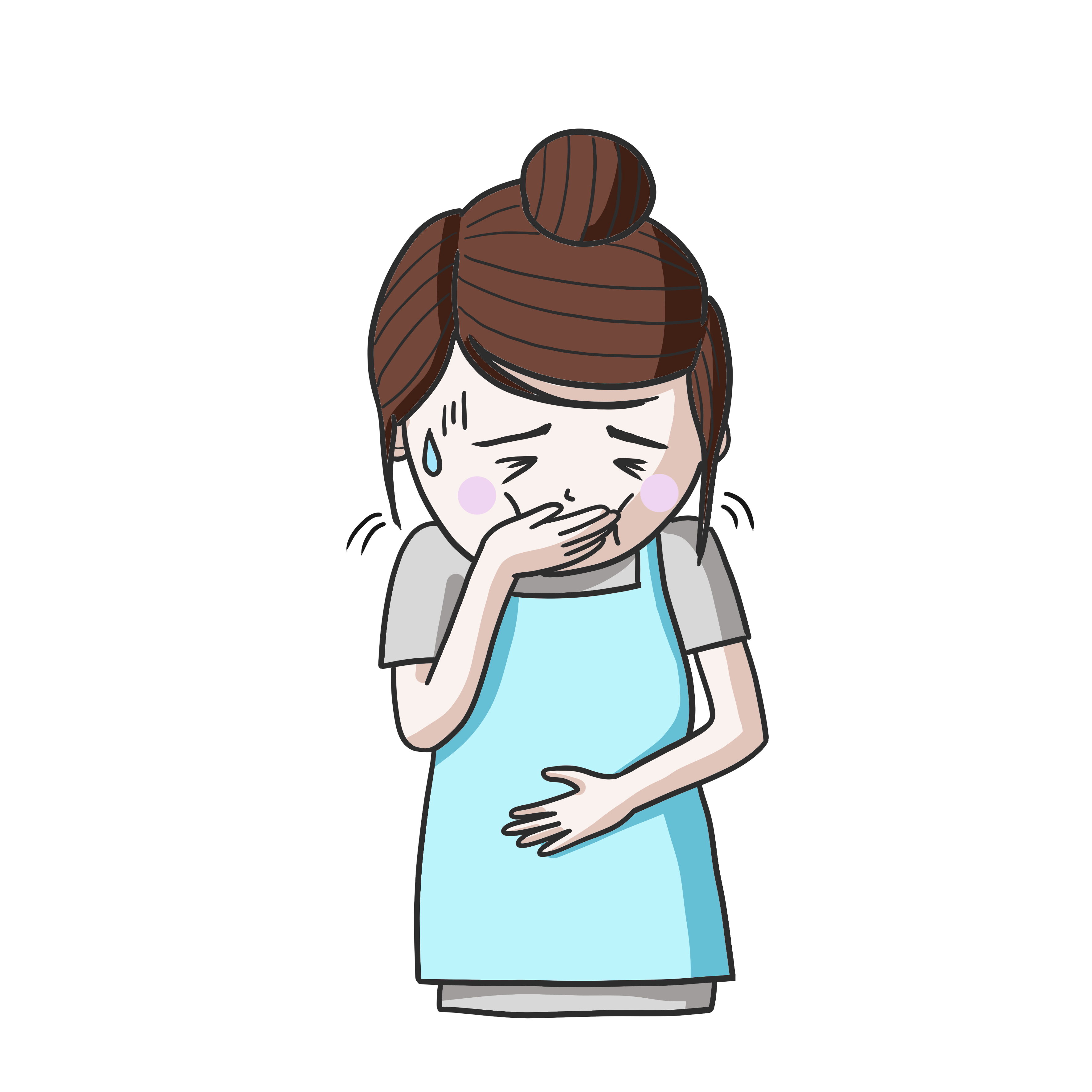 속이 안 좋아 구역질하는 그림