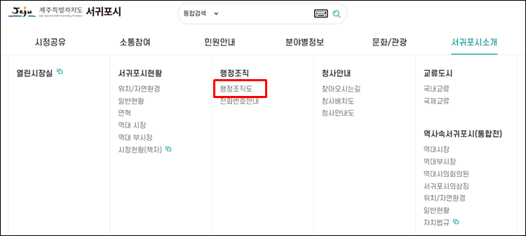 서귀포시청-홈페이지