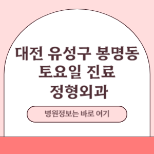 대전 유성구 봉명동 토요일 정형외과 진료 병원
