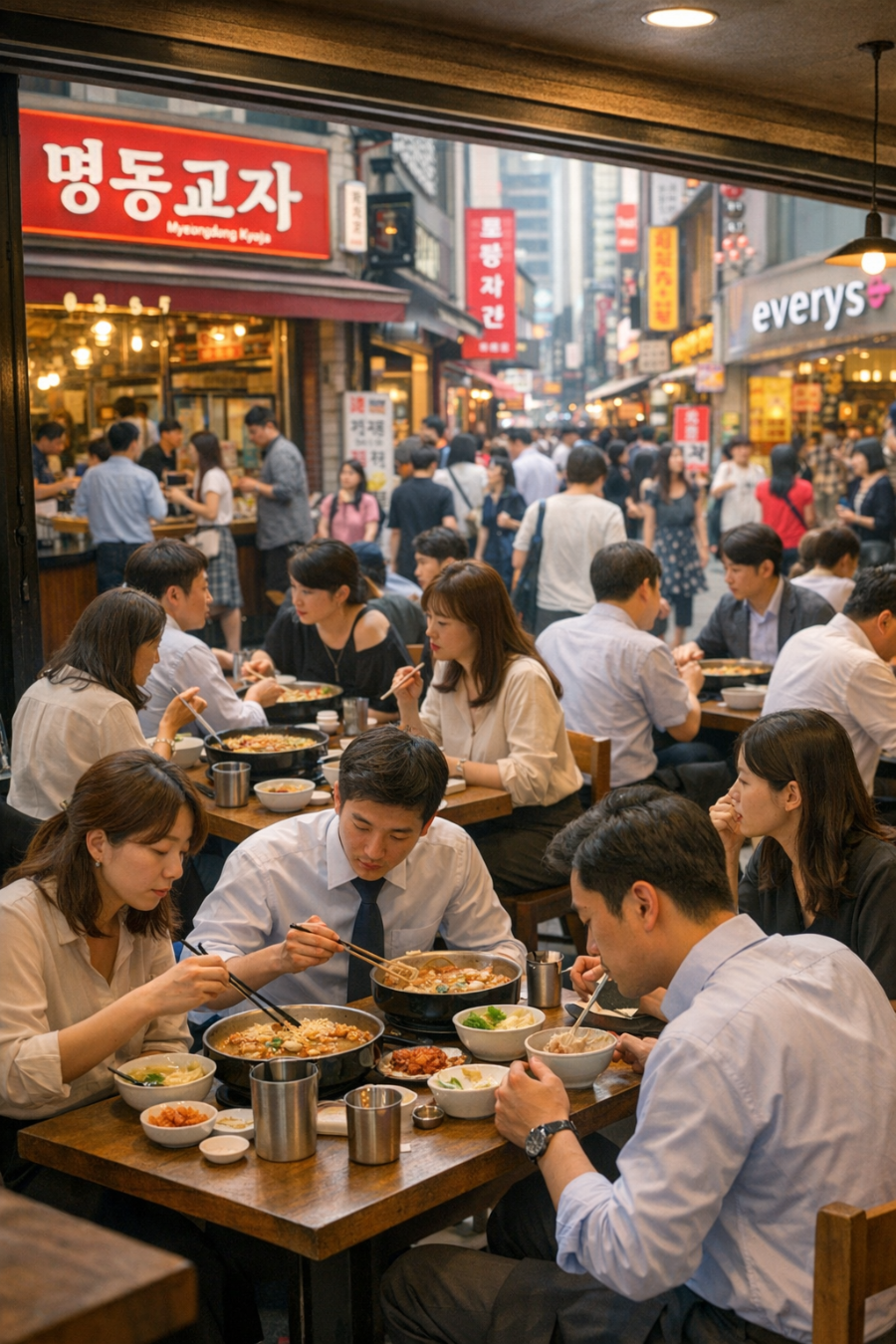 명동 직장인 점심 TOP 7 &mdash; 1만원대 가성비 + 관광객 줄 피하는 골목 명동교자&middot;안성집 검증 - 다이닝 경험