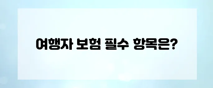여행자 보험 필수 체크리스트 : 안전한 여행을 위한 준비
