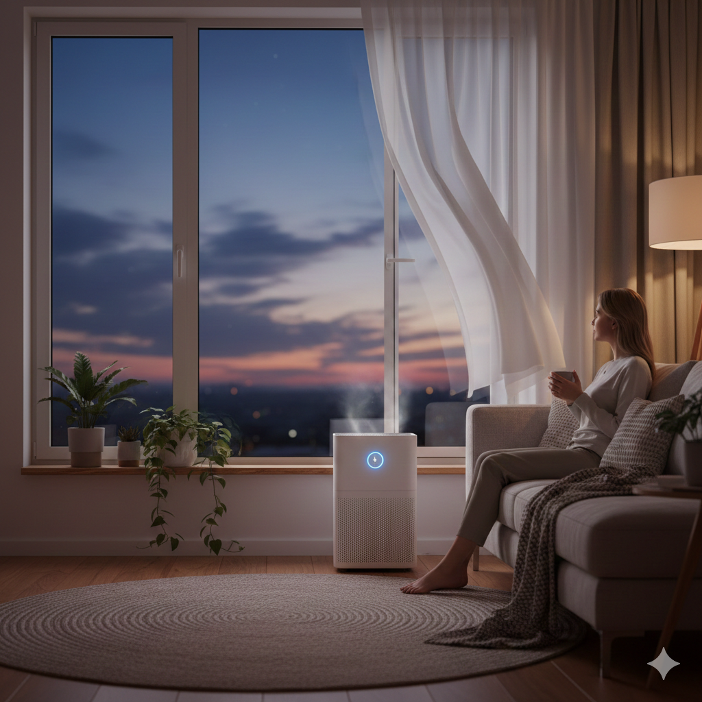 공기청정기는 돌아가고 있지만, 저녁이 되면 공기는 가장 먼저 멈춘다.