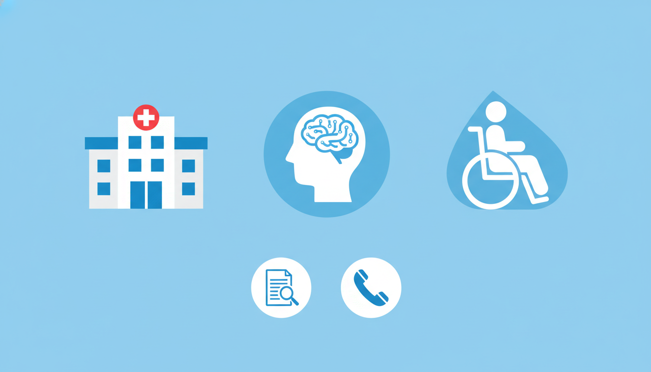 확대되는 의료급여 혜택(병원, 정신건강, 요양병원 등)과 신청 방법을 안내하는 전화 및 서류 아이콘을 포함한 이미지.