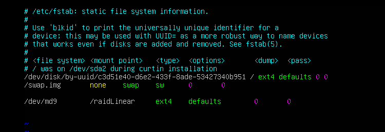 /etc/fstab 파일 수정