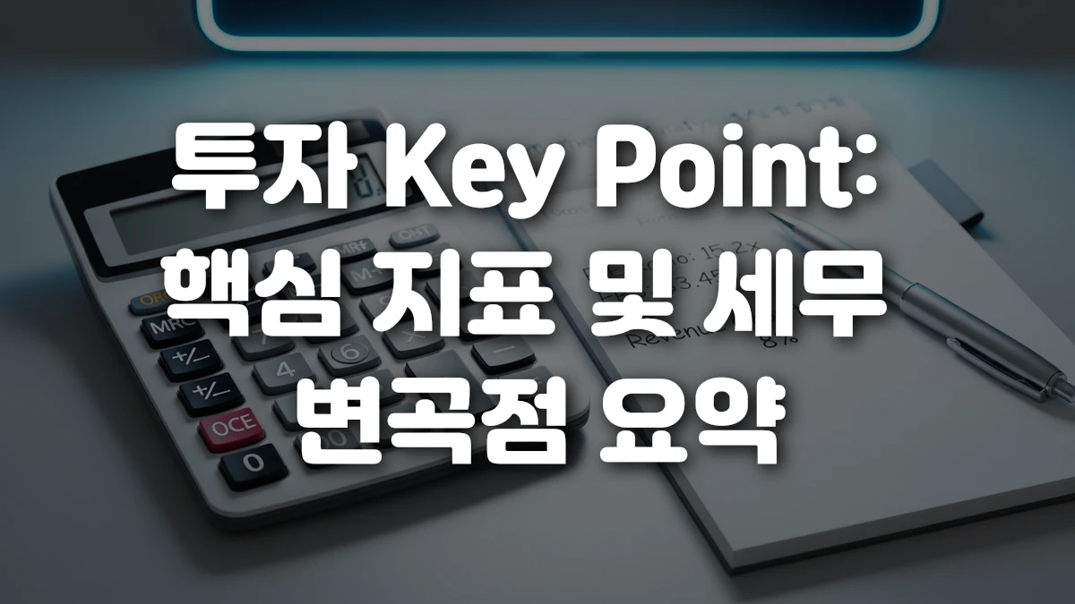 투자 Key Point 핵심 지표 및 세무 변곡점 요약