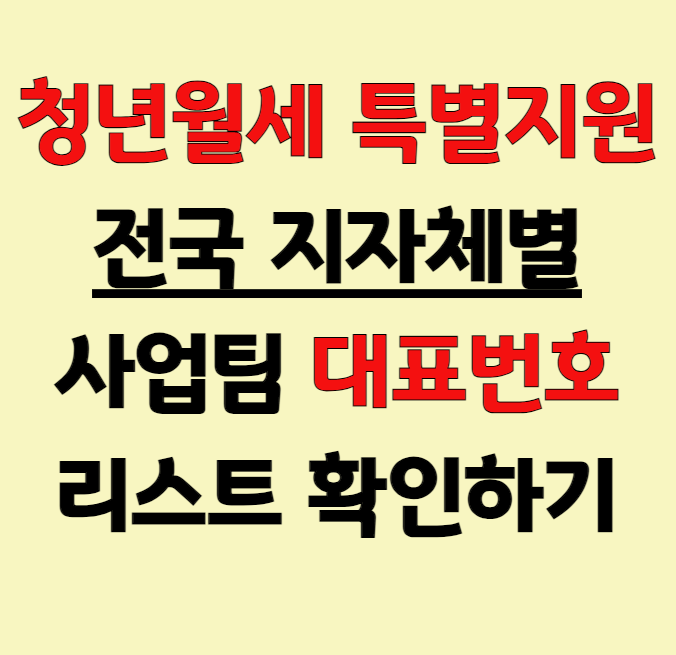 청년 월세 특별지원 지차체 대표번호
