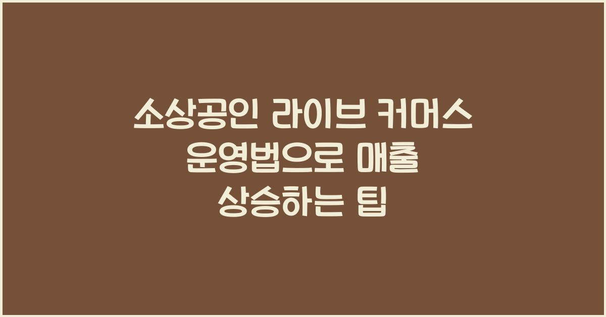 소상공인 라이브 커머스 운영법