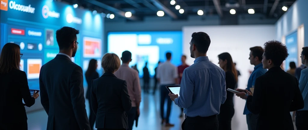 많은 사람들이 STO 사업에 대해 설명을 듣고 있는 이미지