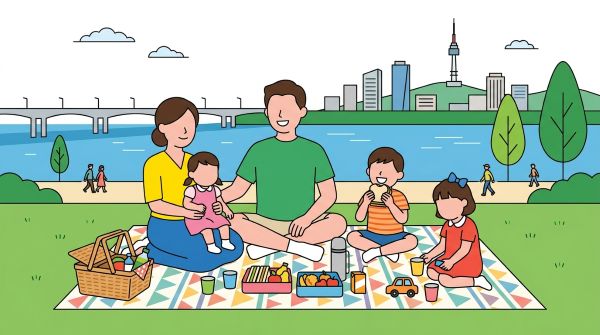한강공원 피크닉 가족