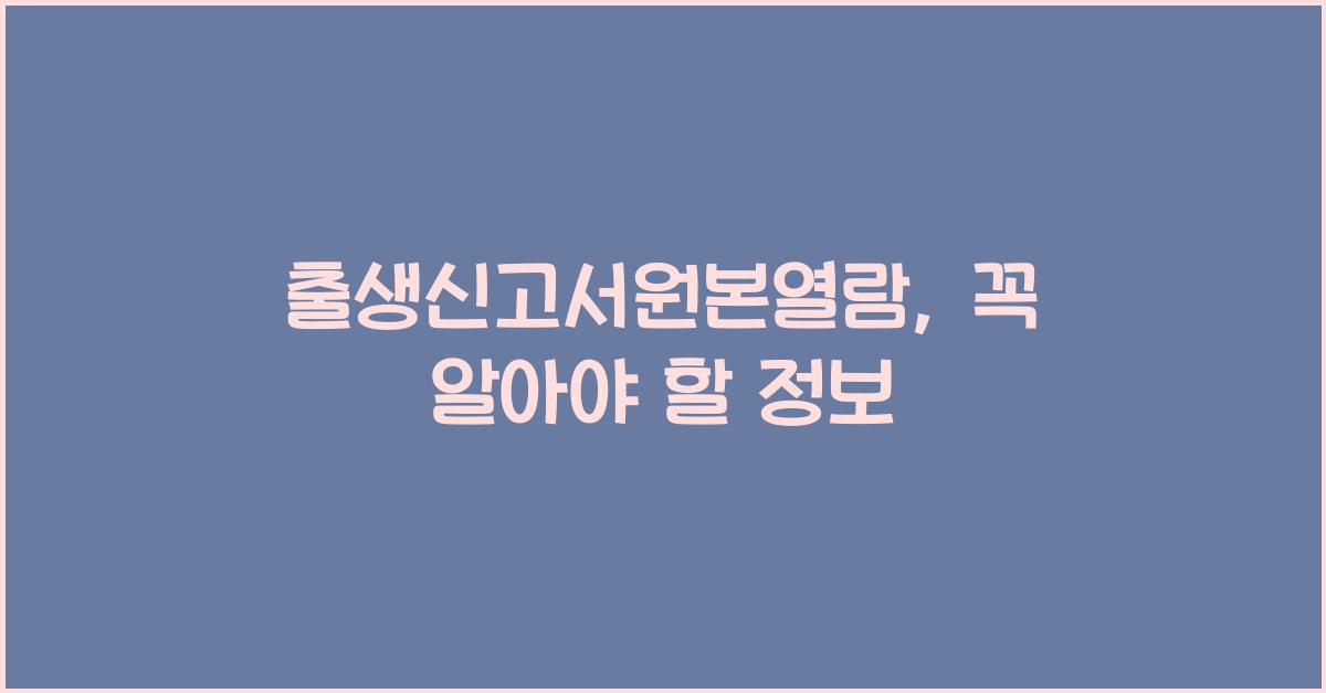 출생신고서원본열람