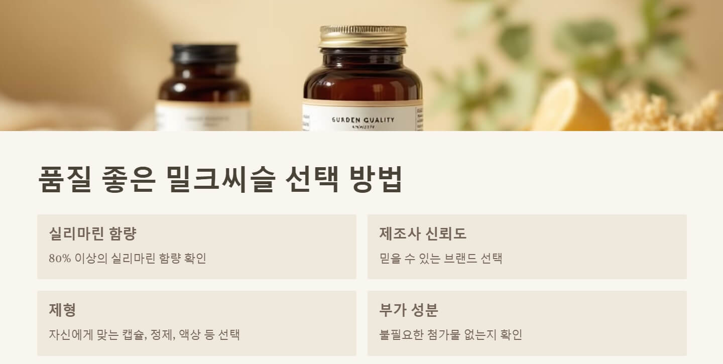 밀크씨슬 효과 복용법