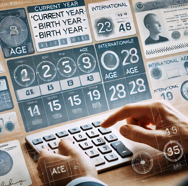 달력이 있고 손가락으로 계산기 누르는 모습