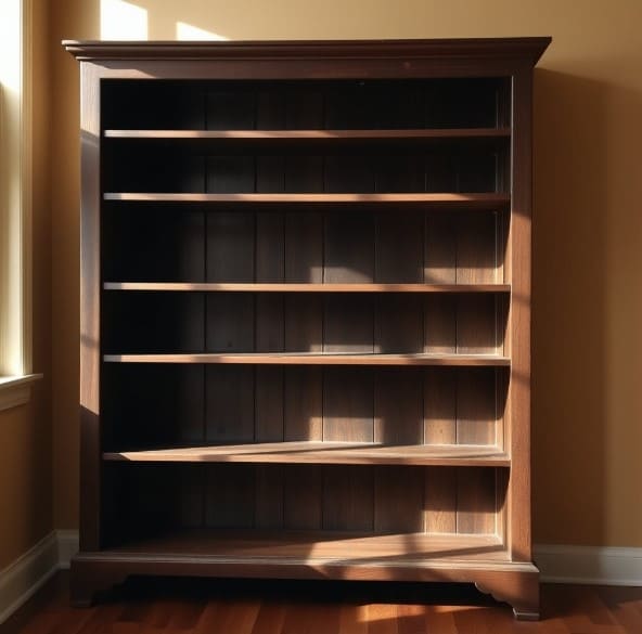 폐기물 처리 예정인 갈색 책장