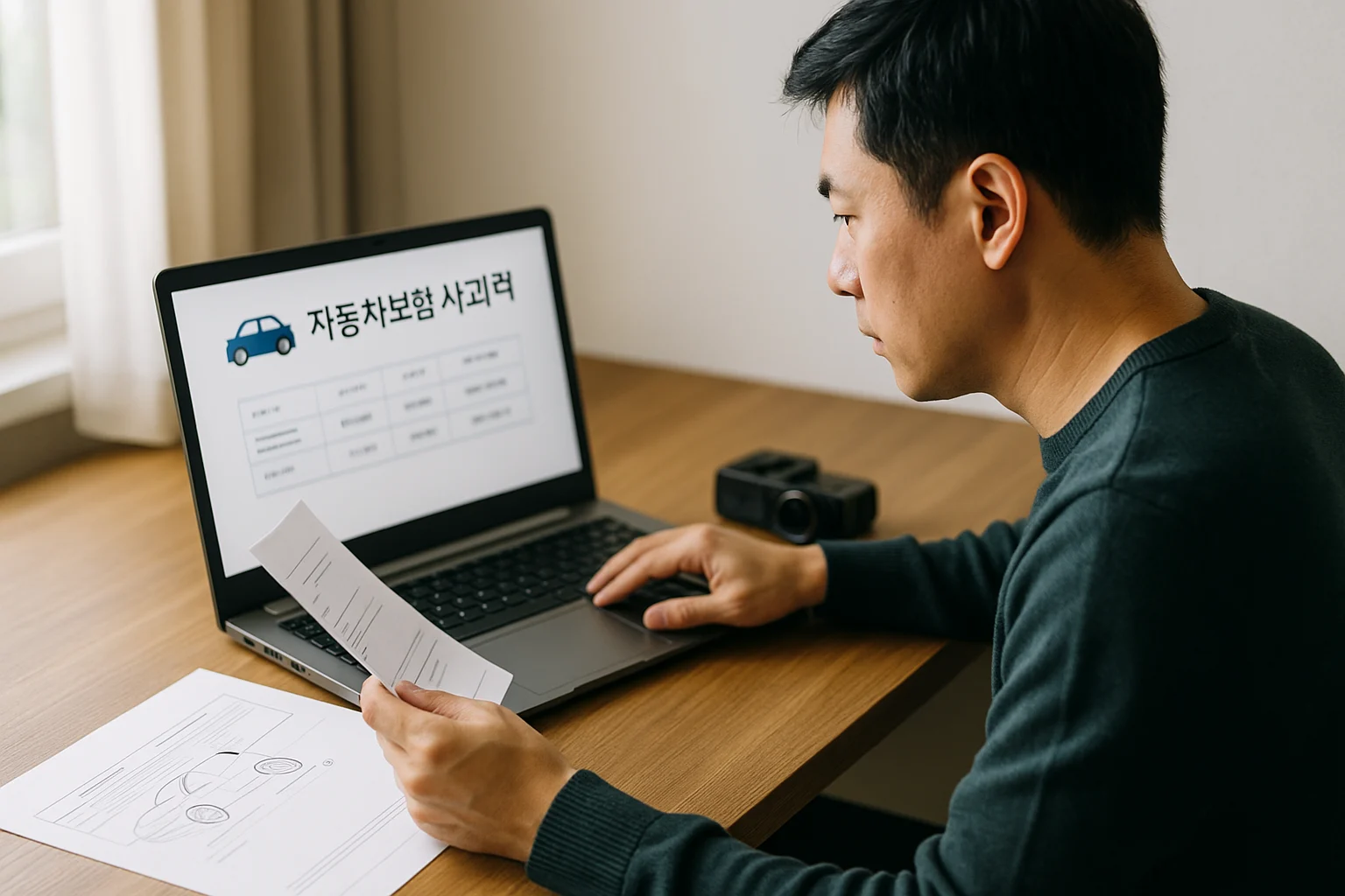 자동차보험 사고이력 조회 화면과 블랙박스·서류를 함께 검토하는 실제 확인 과정