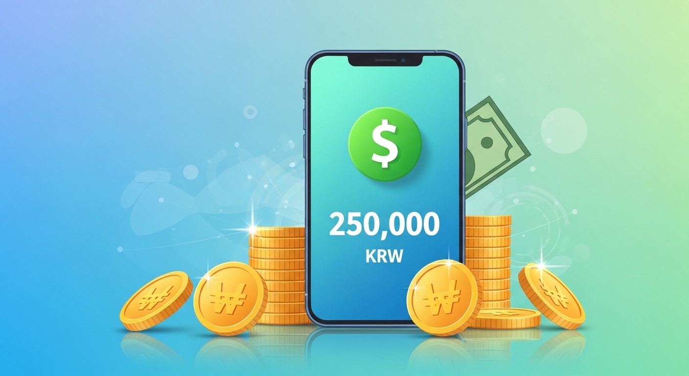 2026년 소상공인 경영안정 바우처 25만원 지원금 혜택을 상징하는 디지털 지갑과 금화 일러스트