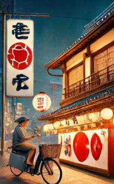 밤 에 자전거를 타고 가는 사람