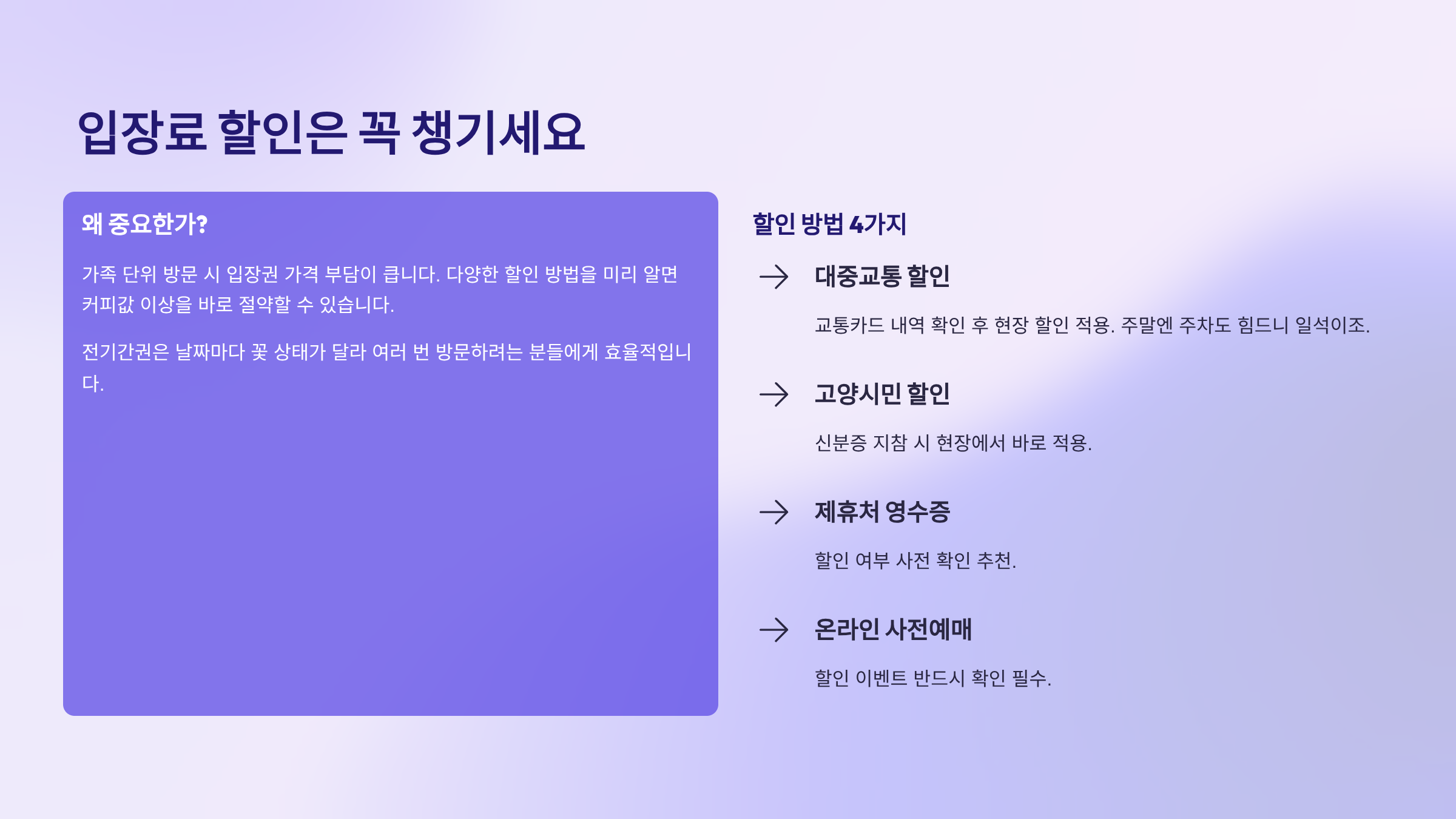 입장료 할인은 꼭 챙겨야 합니다