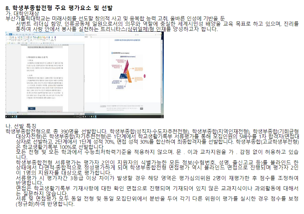 2024학년도 부산가톨릭대학교 수시전형 학생부종합전형 주요 평가요소 및 선발