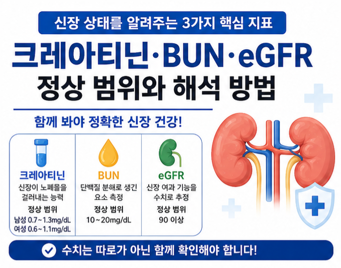 크레아티닌, BUN, eGFR 수치 해석