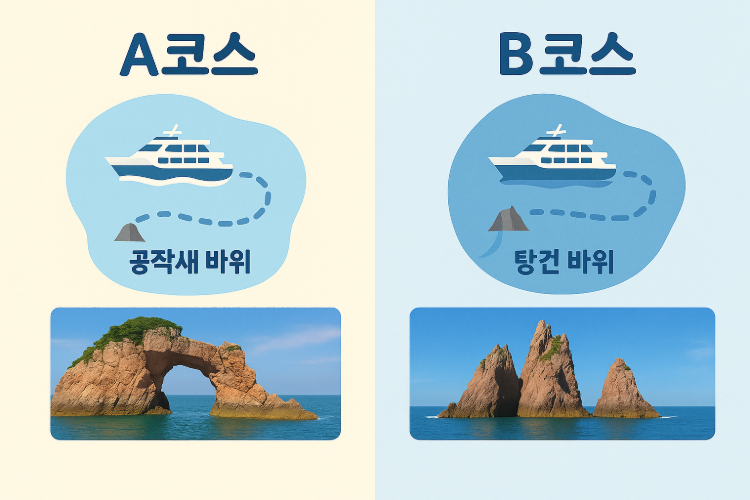 홍도 A코스 B코스 비교 이미지