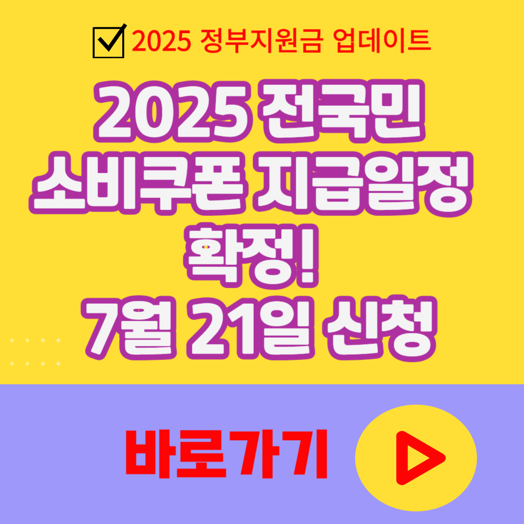 2025 전국민 소비쿠폰 지급일정 확정! 7월 21일부터 신청하세요