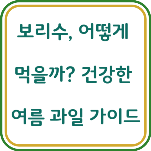 보리수 먹는 방법