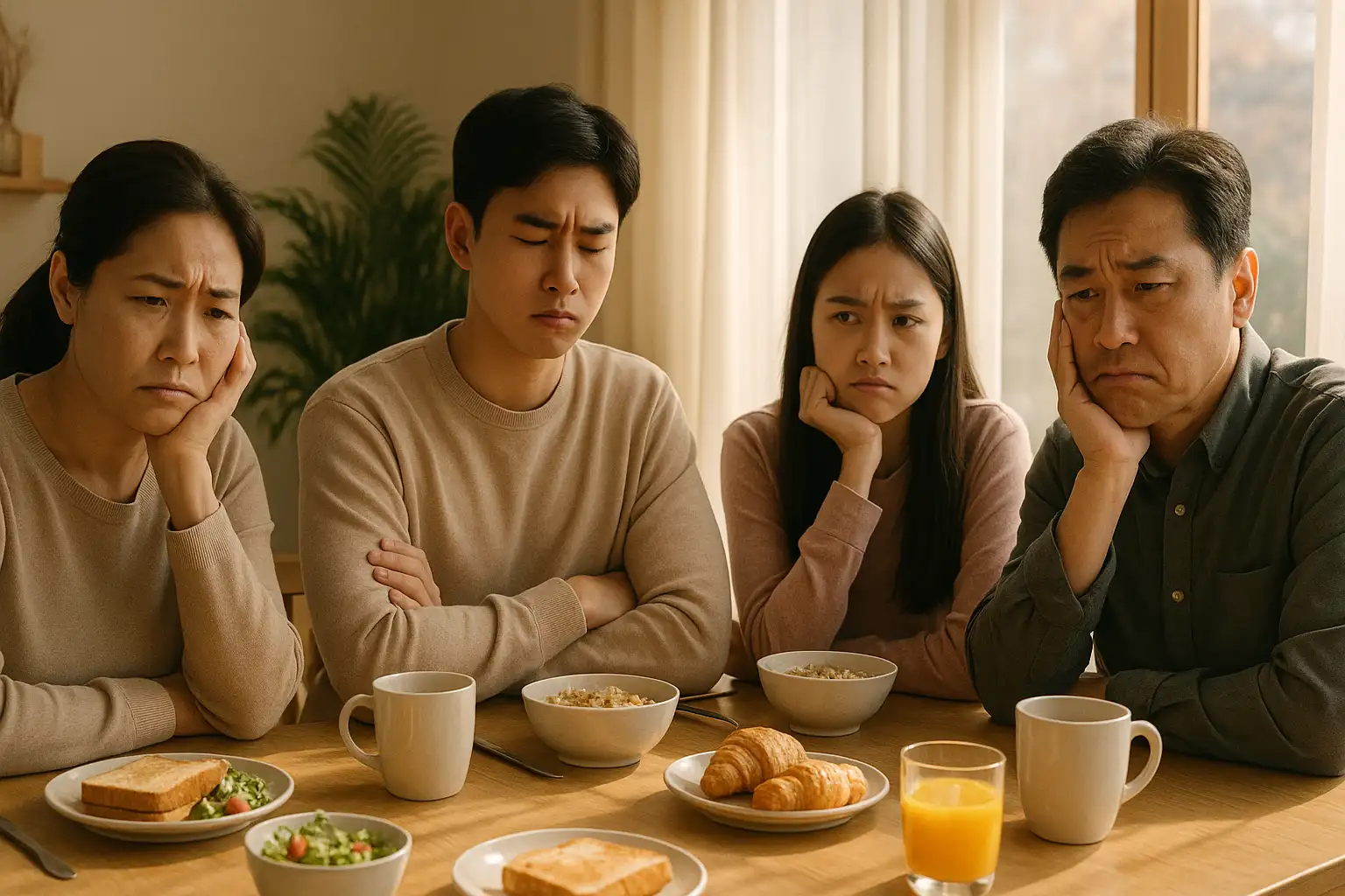 소화불량을 겪는 가족