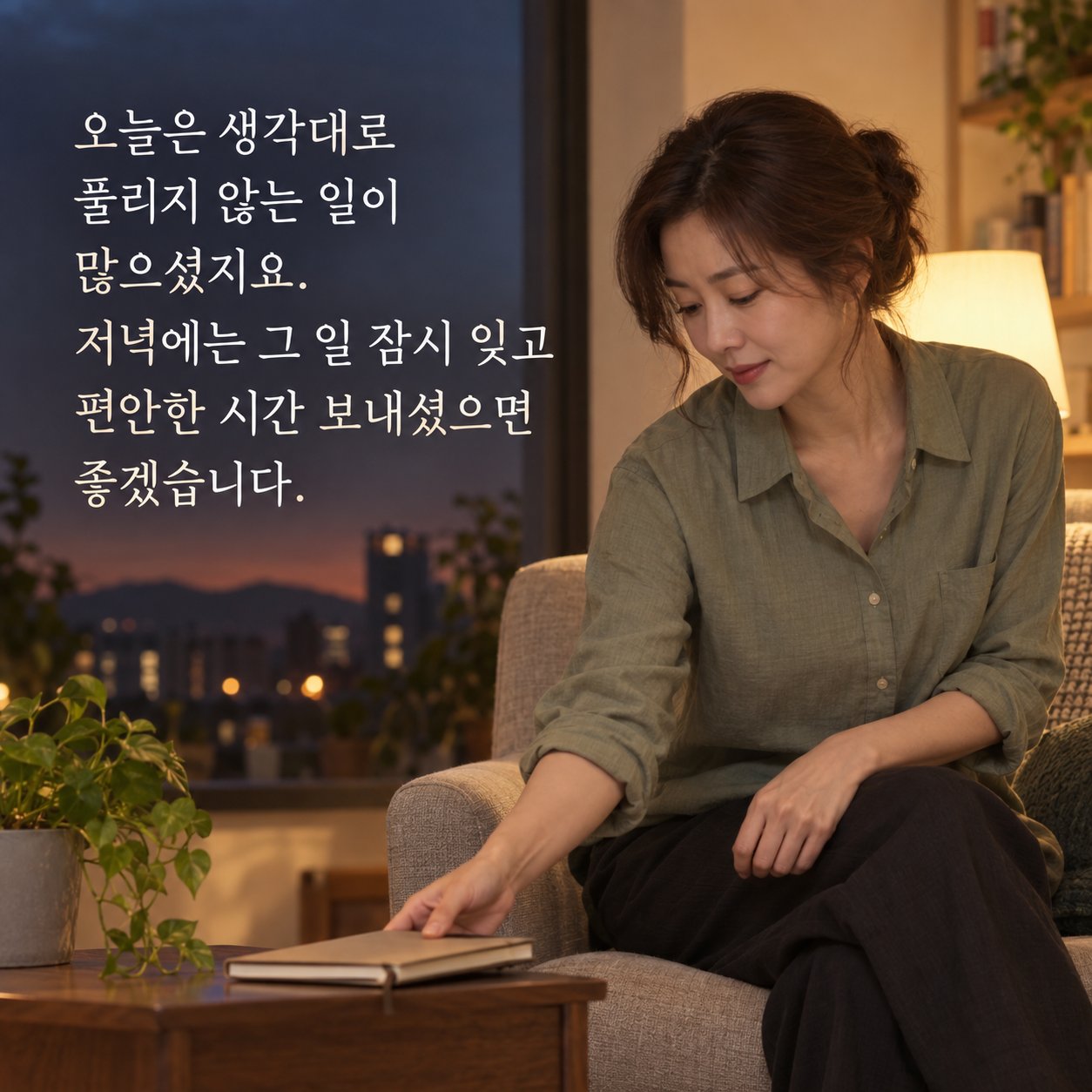 지친 마음을 위로하는 저녁 인사 이미지 21 — 오늘은 생각대로 풀리지 않는 일이 많으셨지요. 저녁에는 그 일 잠시 잊고 편안한 시간 보내셨으면 좋겠습니다.